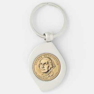 George Washington Dollar Swirl Silverfärgad Nyckelring