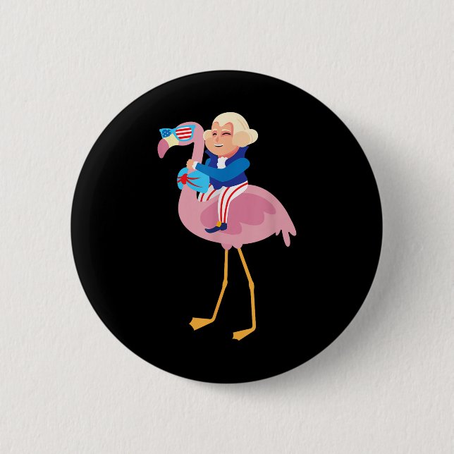 George Washington Flamingo 4:e juli amerikanska Fl Knapp (Framsida)