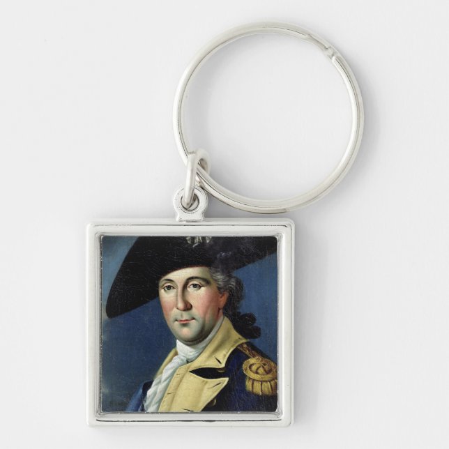 George Washington Fyrkantig Silverfärgad Nyckelring (Framsidan)