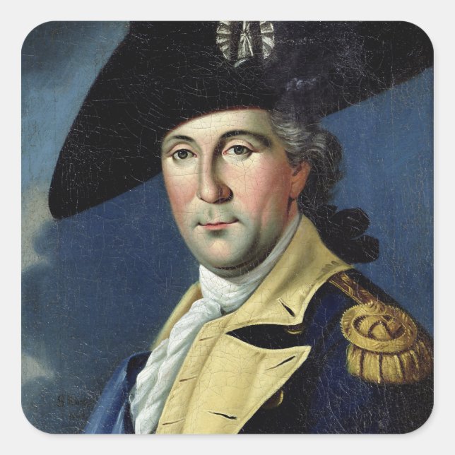 George Washington Fyrkantigt Klistermärke (Framsida)
