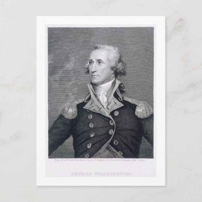 George Washington, graverad av Asher Brown Durand Vykort (Framsida)
