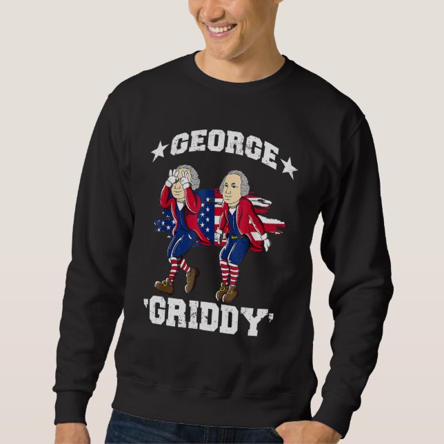 George Washington Griddy 4 juli George Griddi Lång Ärmad Tröja (Framsida)