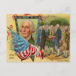 George Washington Inauguration American Flagga Vykort