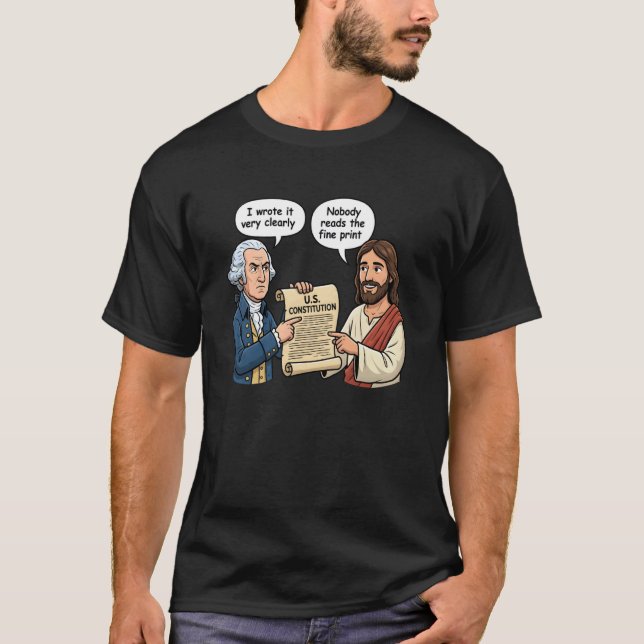 George Washington och Jesus Bro Rollig Meme Design T Shirt (Framsida)