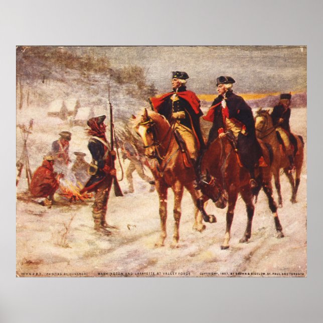 George Washington och Lafayette i Valley Forge Poster (Framsidan)
