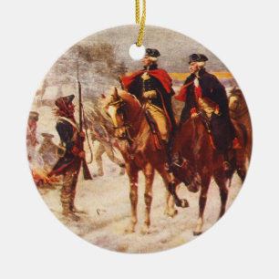 George Washington och Lafayette på dalsmedjan Julgransprydnad Keramik