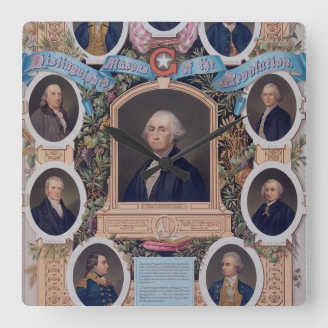 George Washington och Revolutionens murar Fyrkantig Klocka (Framsida)