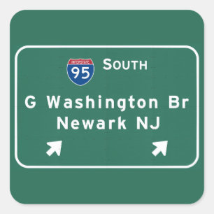 George Washington överbryggar Interstate I-95 Fyrkantigt Klistermärke