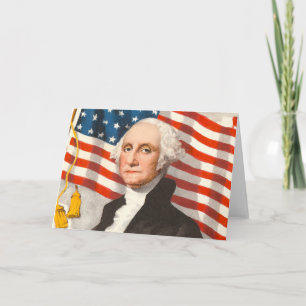 George Washington Patriotic U.S. Flagga 4 juli Kort