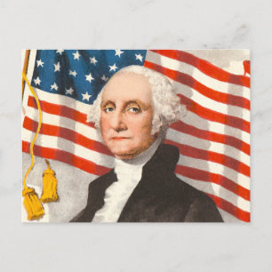George Washington Patriotic U.S. Flagga 4 juli Vykort