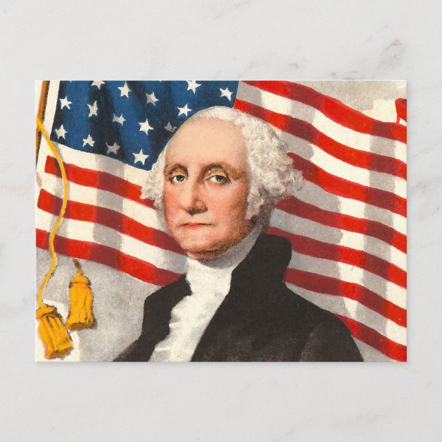 George Washington Patriotic U.S. Flagga 4 juli Vykort (Framsida)