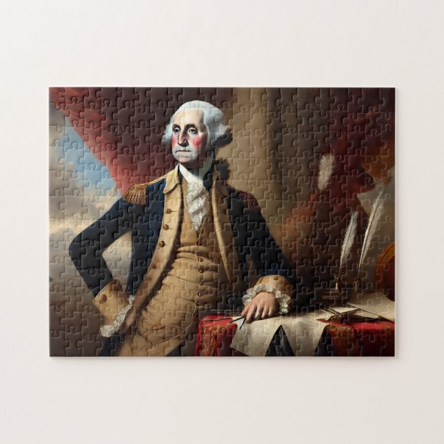 George Washington Patriotisk Historisk Present För Pussel (Horisontell)