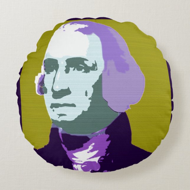 George Washington Pop Art nr 1 Rund Kudde (Framsidan)