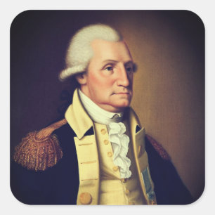 George Washington porträtt (1790) Fyrkantigt Klistermärke