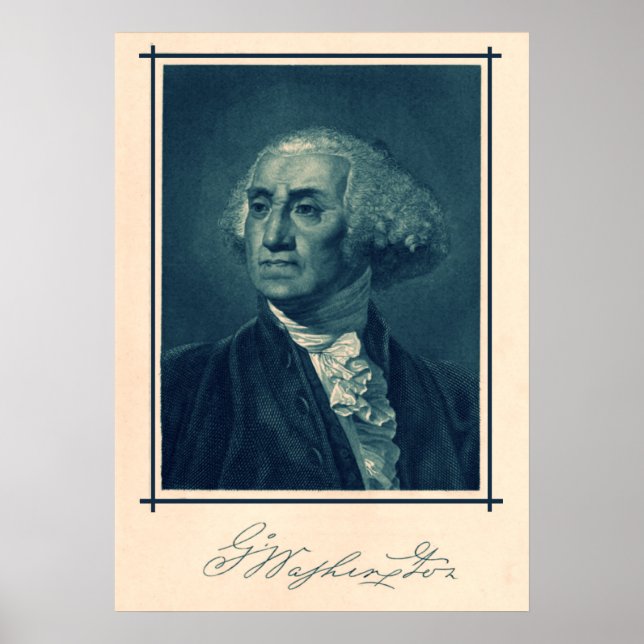 George Washington Porträtt & Namnteckning Poster (Framsidan)