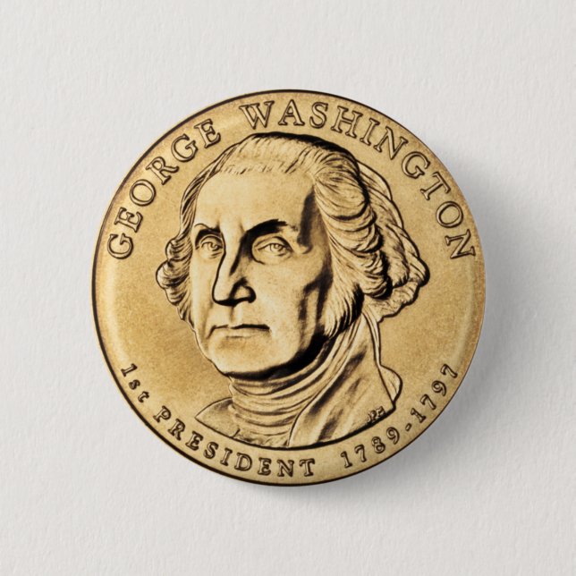George Washington President $1 Coin Button Knapp (Framsida)