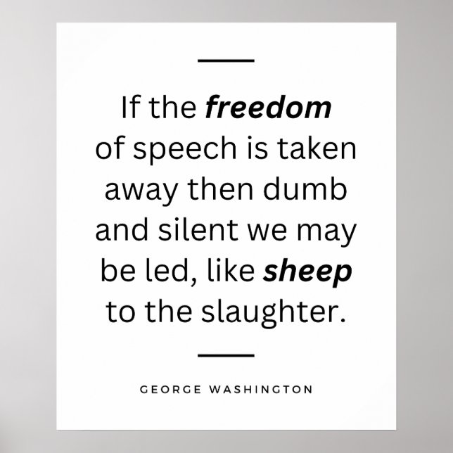 George Washington Quote Om Free Tal Poster (Framsidan)
