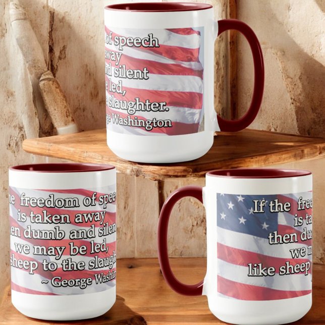 George Washington Quote om friheten i Tal Två-Tonad Mugg (mug front middle back Washington quote on 15 oz mug)