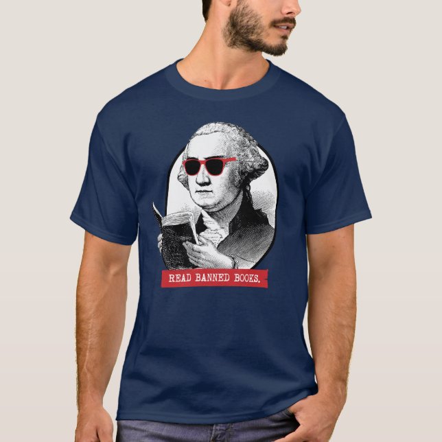 George Washington Reads Banned Bokar T Shirt (Framsida)