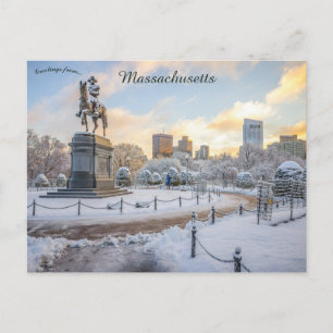 George Washington Rides Boston Public Gardens Vykort