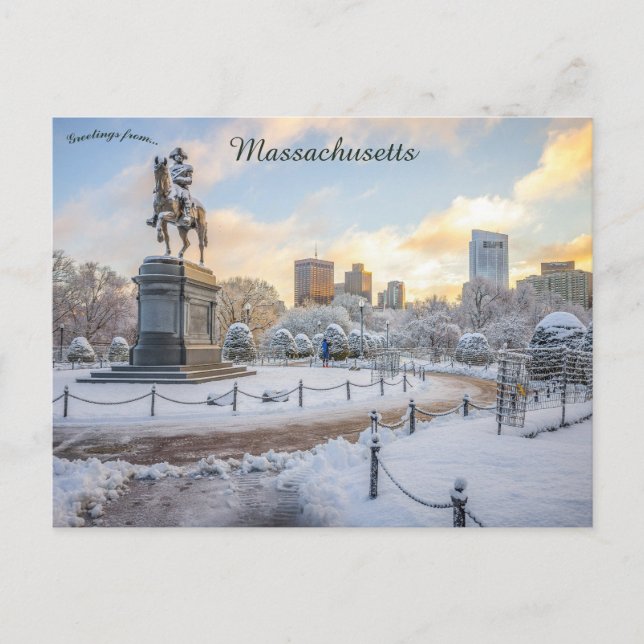 George Washington Rides Boston Public Gardens Vykort (Framsida)