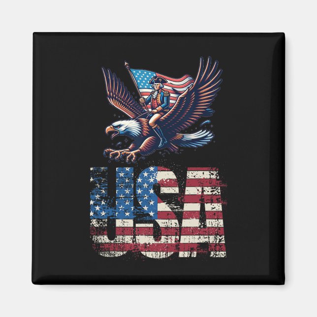 George Washington Riding A Örn 4:e juli Magnet (Framsidan)