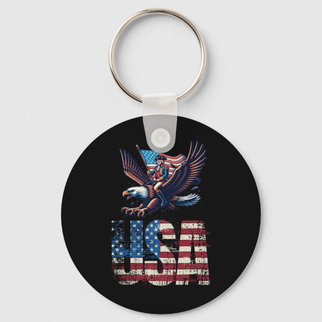 George Washington Riding A Örn 4:e juli Nyckelring (Framsida)