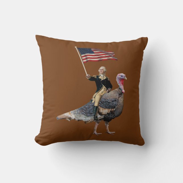 George Washington Riding A Turkey Thanksgiving Kudde (Framsida)