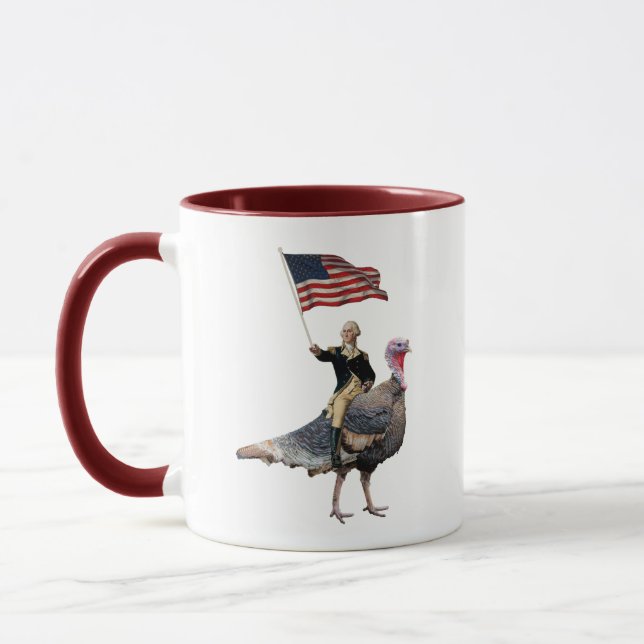 George Washington Riding A Turkey Thanksgiving Mugg (Vänster)