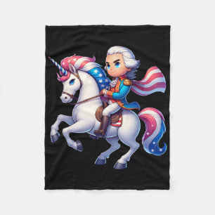 George Washington Riding A Unicorn 4:e juli Vin Fleecefilt