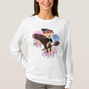 George Washington Riding an Eagle med en Flagga T Shirt