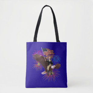 George Washington Riding an Eagle med en Flagga Tygkasse