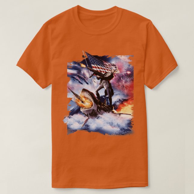 George Washington Riding Shark T Shirt (Design framsida)