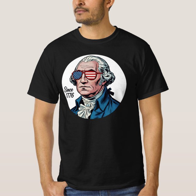George Washington Sedan 1776 | 4:e Juli T-shirt (Framsida)