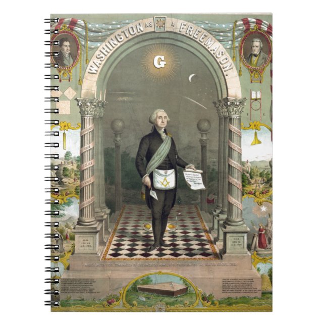 George Washington som Freemason Anteckningsbok Med Spiral (Framsidan)