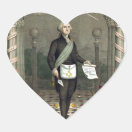 George Washington som Freemason Hjärtformat Klistermärke