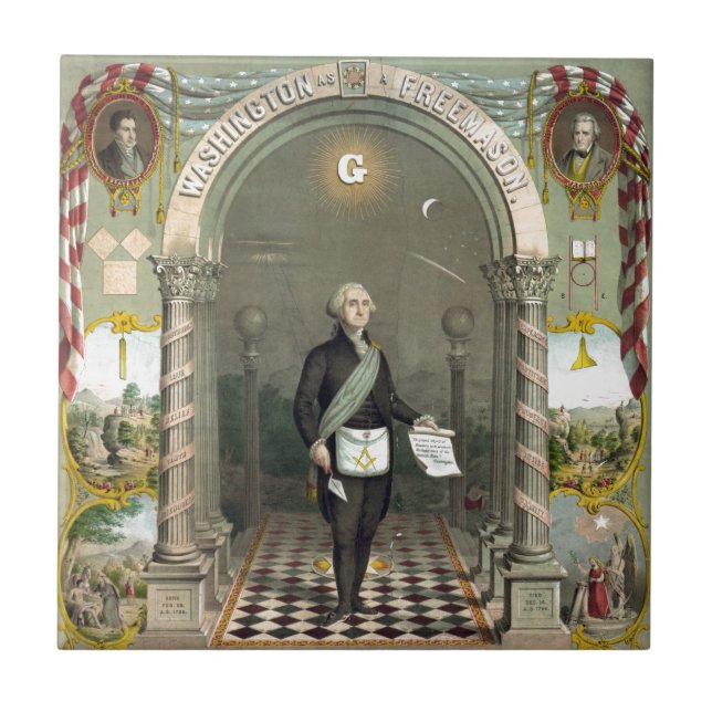 George Washington som Freemason Kakelplatta (Framsidan)
