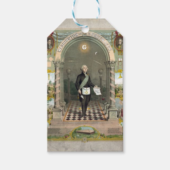 George Washington som Freemason Presentetikett (Framsidan)