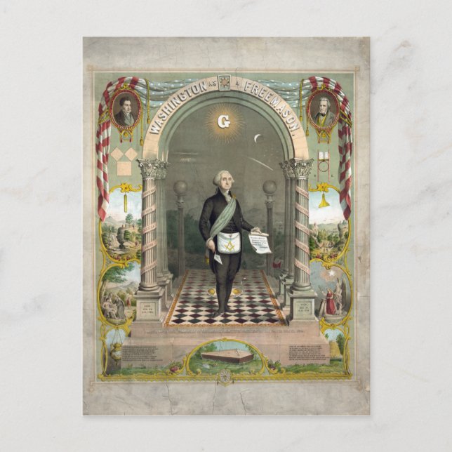 George Washington som Freemason Vykort (Framsida)
