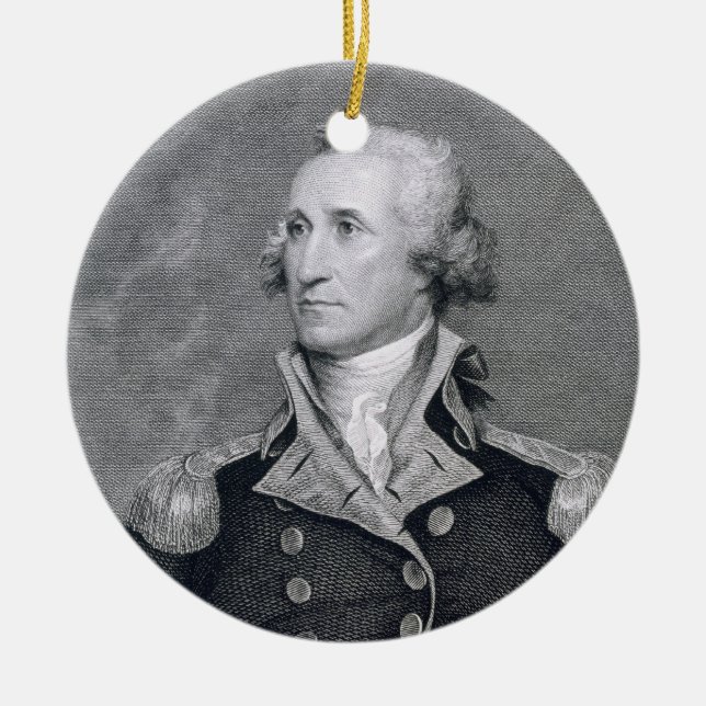 George Washington som inristas av Asherbruntet Julgransprydnad Keramik (Framsidan)