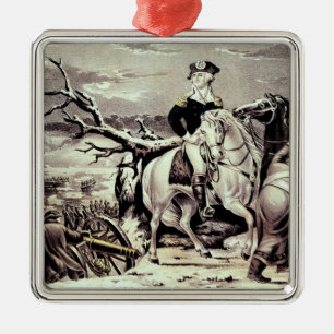George Washington som korsar Delaware Julgransprydnad Metall