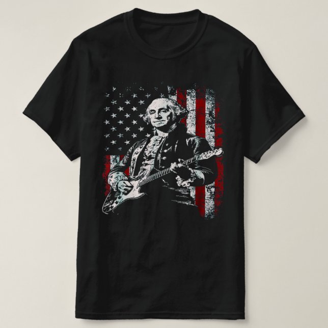 George Washington spelar gitarr Rock and Roll Ame T Shirt (Design framsida)