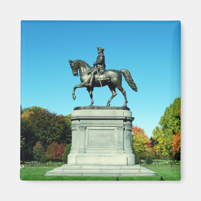 George Washington Statue i Boston Public Gardens Magnet (Framsidan)