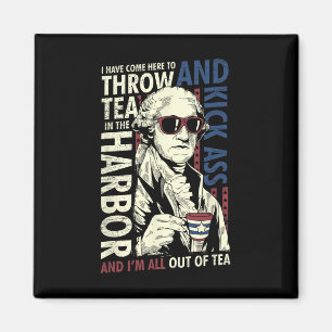 George Washington Throwing Tea Kick 4 juli Magnet