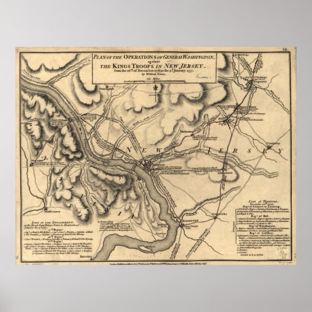 George Washington Trenton NJ Battlefield Karta 177 Poster (Framsidan)