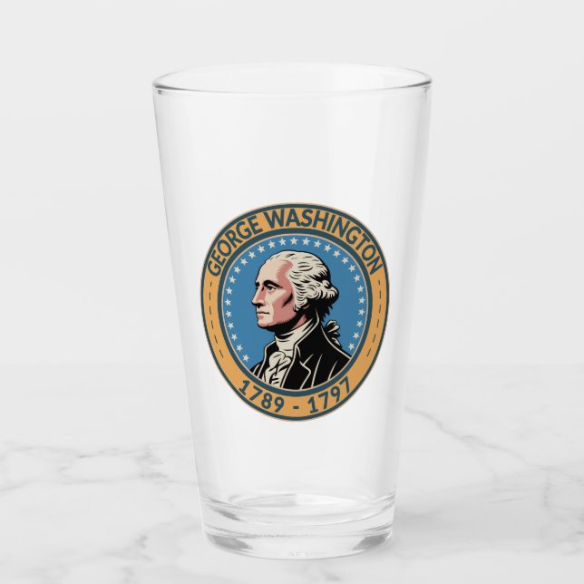 George Washington US President Illustration Märke Glaskopp (Framsida)