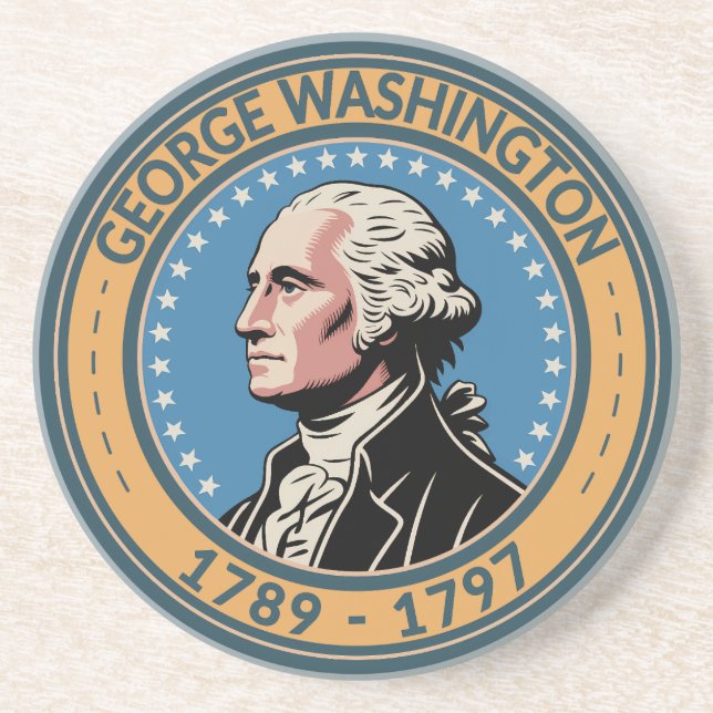 George Washington US President Illustration Märke Underlägg (Framsidan)