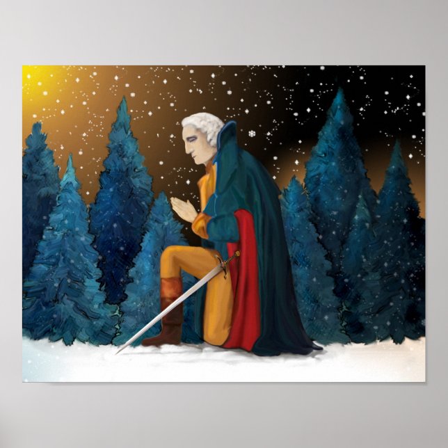 George Washington vid Valley Forge Praying Poster (Framsidan)