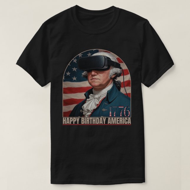 George Washington VR Grattis på födelsedagen Ameri T Shirt (Design framsida)