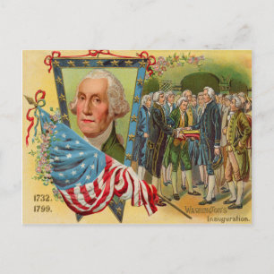 George Washingtons invigning amerikansk flagga Vykort